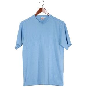 Anchor Blue Ribbed Shirt Baby Blue Medium 90s Fitted Eurotrash Classic